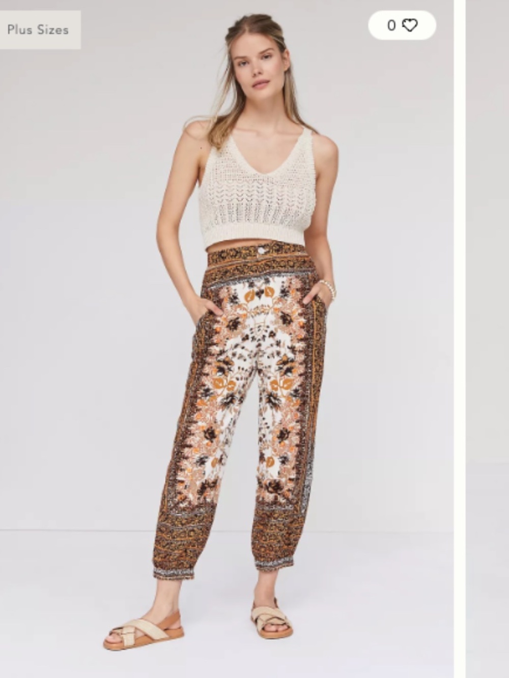 NWT Anthropologie Scarf/Carre Print Joggers (TAN)
